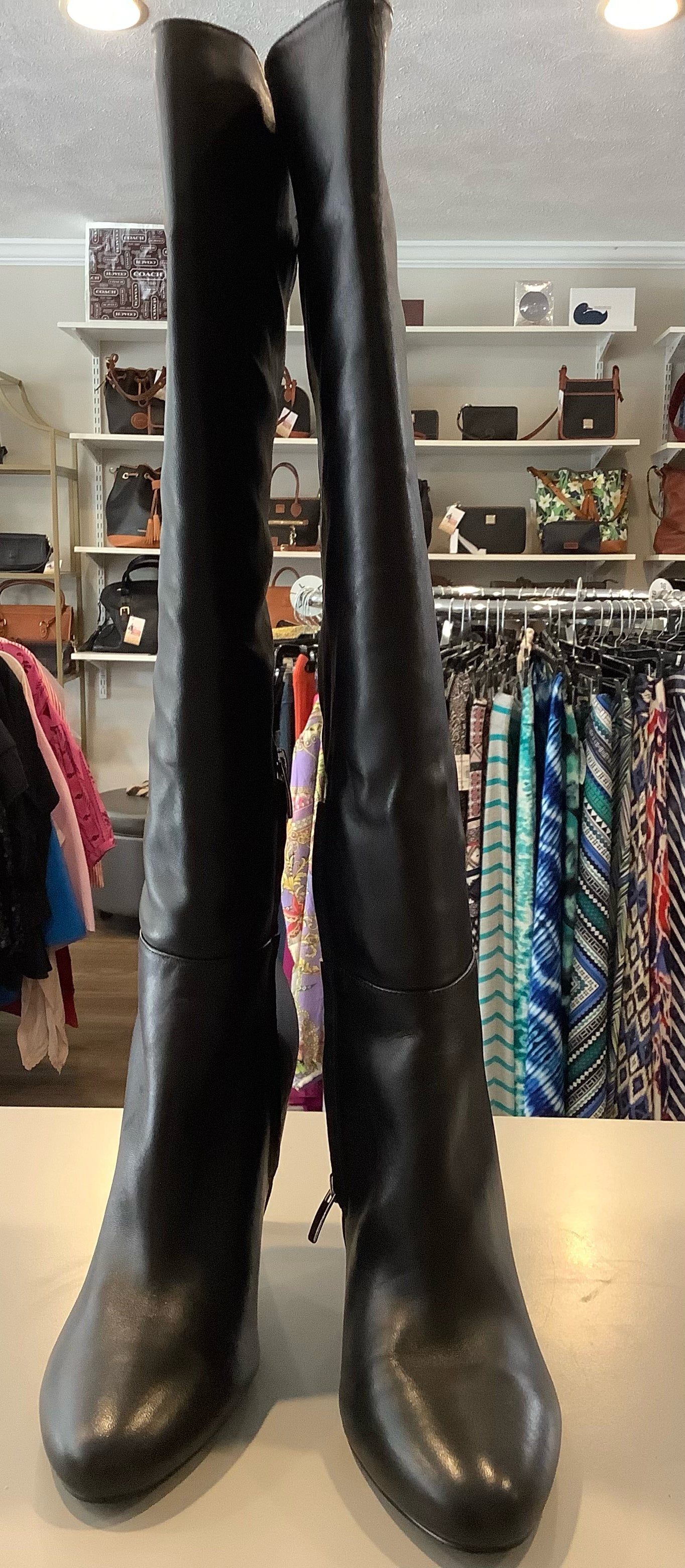 NWOB RARE Nine West Black Leather Dress Boots Sz:9.5M