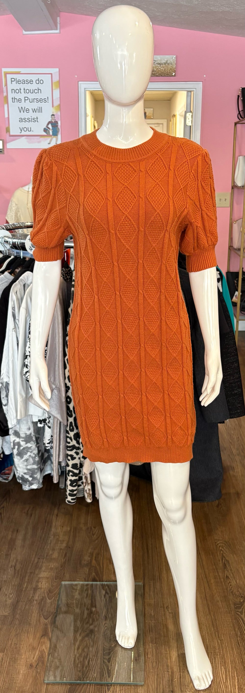 NWOT 70°F/ 21°C Orange Short Sleeve Sweater Dress Size:M