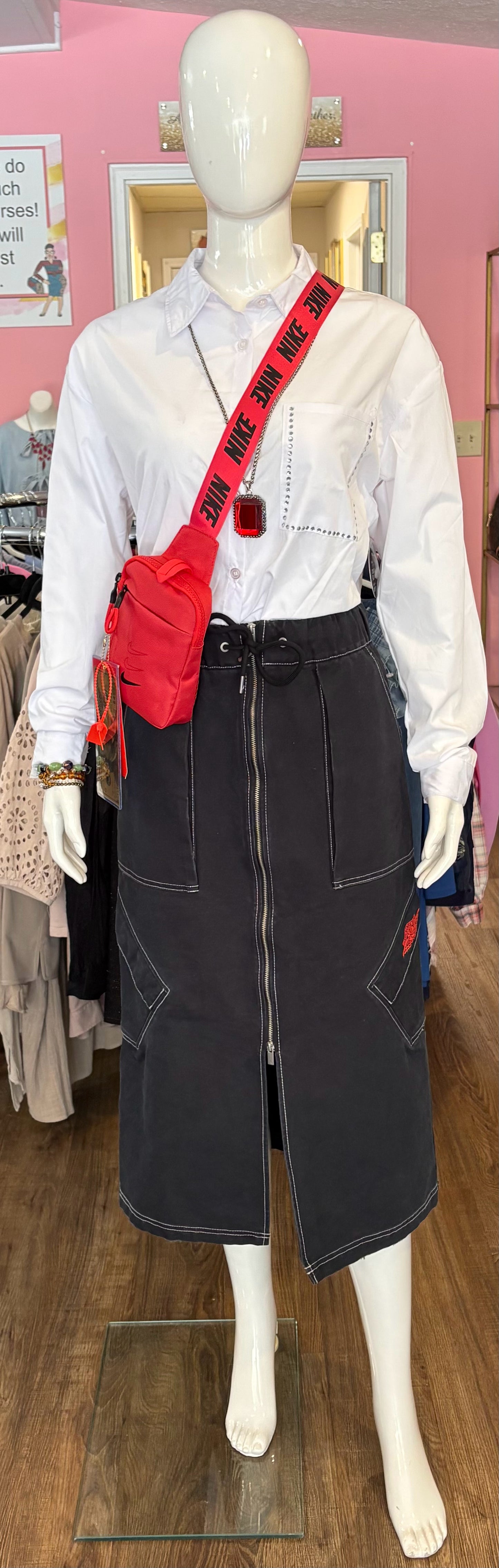 NWT RARE Jordan Chicago Denim Cargo Skirt Sz:S