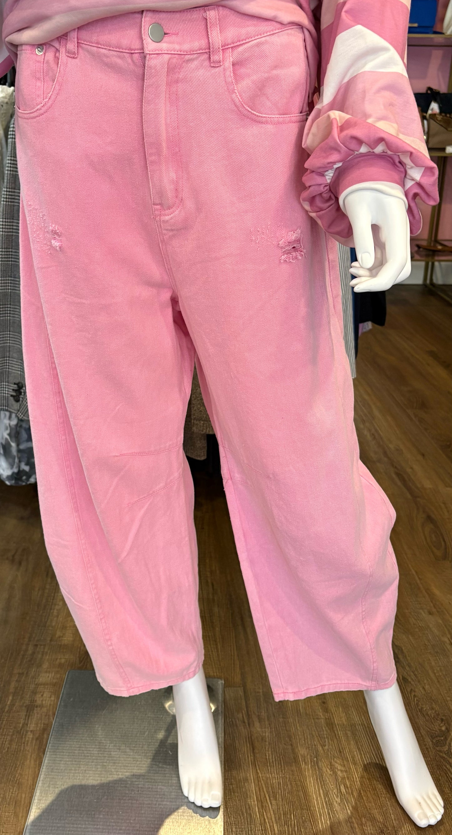 NWT Oddi Pink Distressed Denim Jeans Sz: L