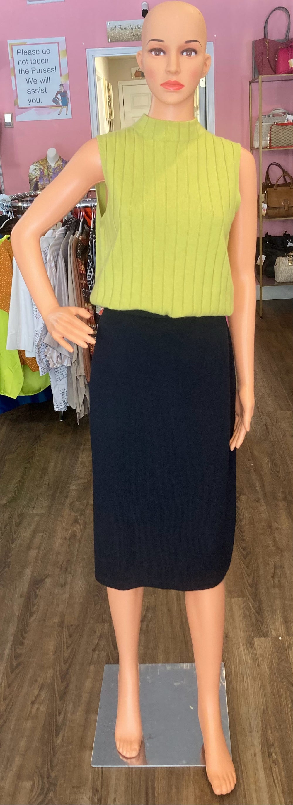 St. John Knit Black Knee Length Skirt Size:12