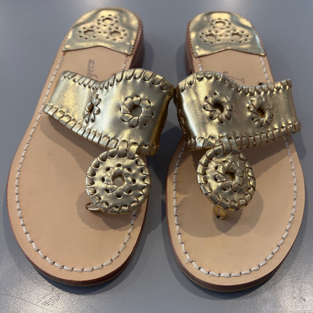 
                      
                        Jack Rogers Hamptons Metallic Thong Sandals- Gold Sz: 7
                      
                    