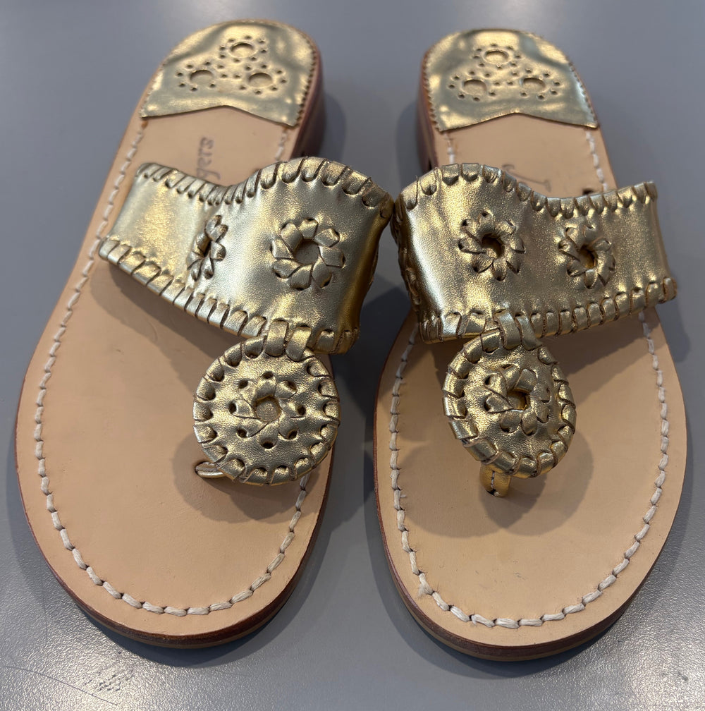 Jack Rogers Hamptons Metallic Thong Sandals- Gold Sz: 7