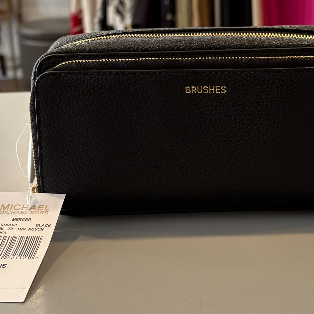 NWT Michael Kors Black Large Double Zip Jet Set Travel Cosmetic Pouch
