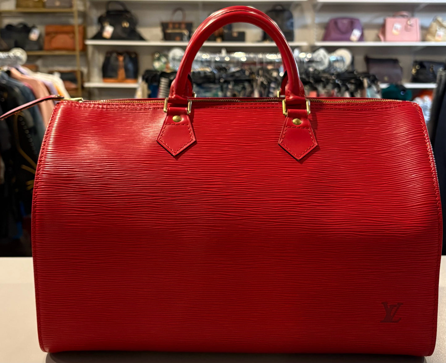 RARE Louis Vuitton Red Epi Speedy 35