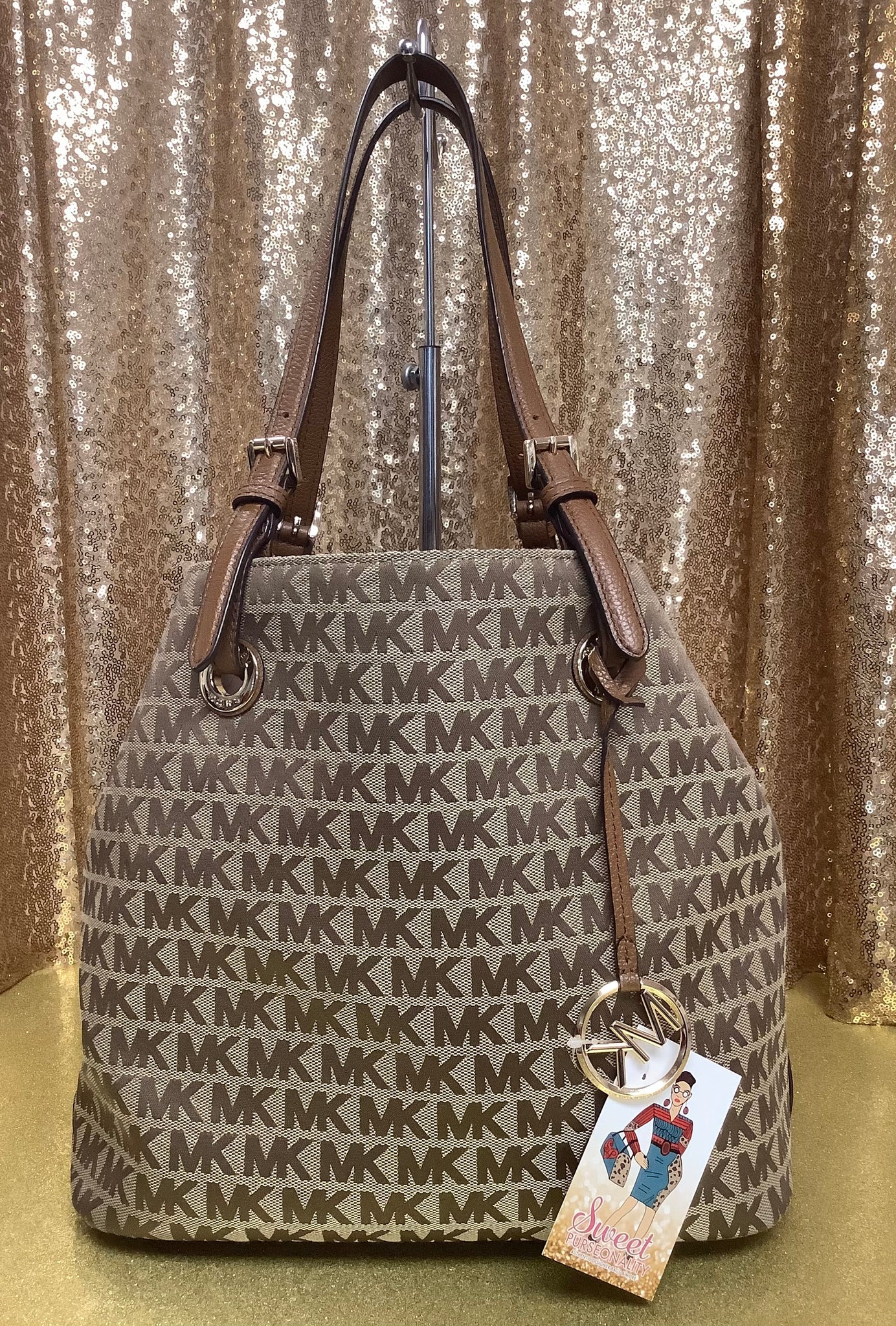 Michael Kors Morgan Signature Medium Brown Tote Bag Handbag | eBay