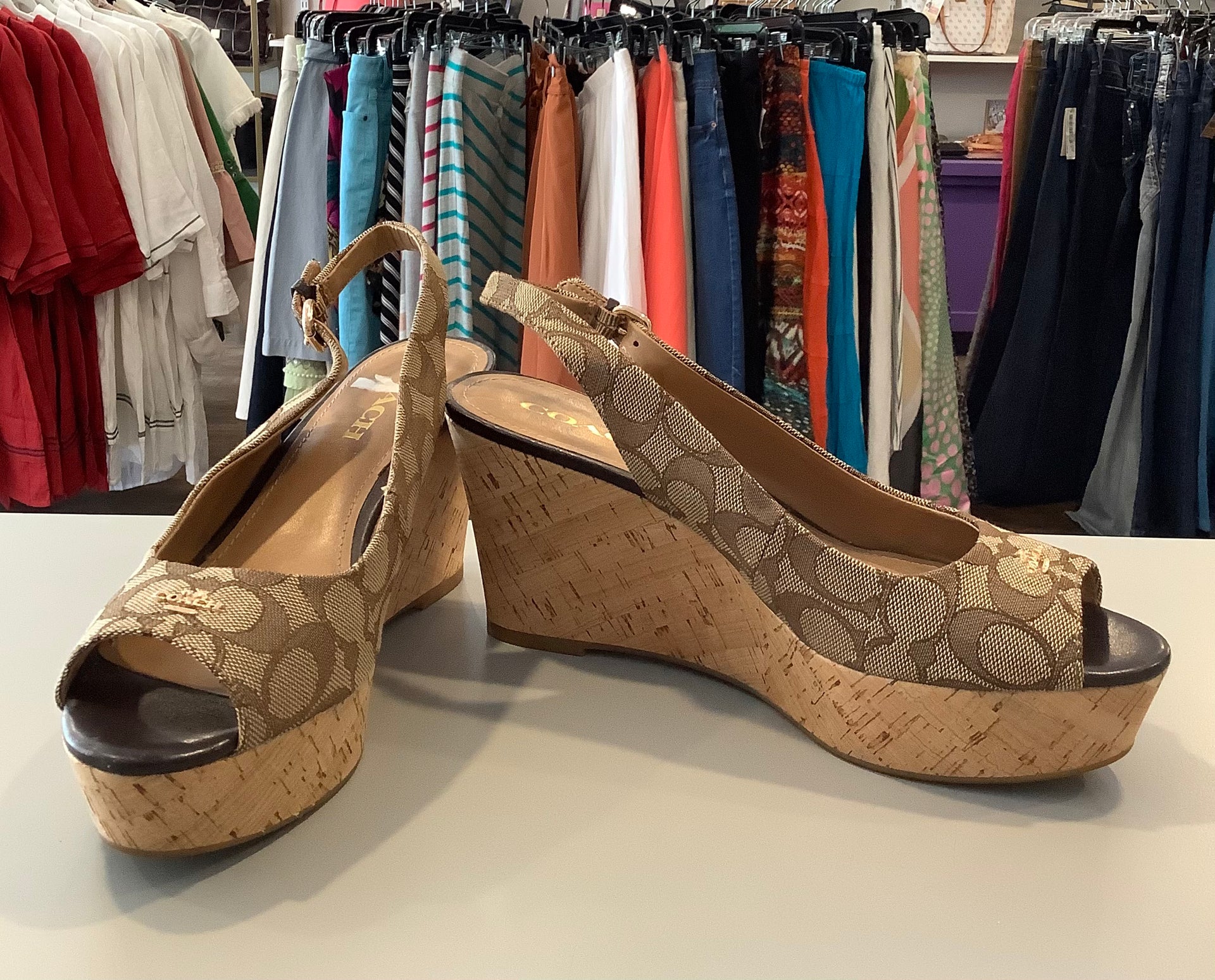 Coach ferry signature platform wedge sandal on sale